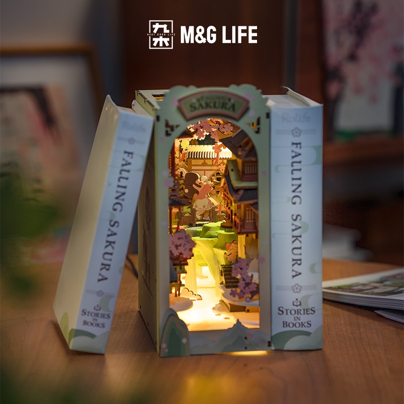M&G LIFE x ROLIFE DIY Bookend  Wooden Assembly Model Decorative Faux Book Models
