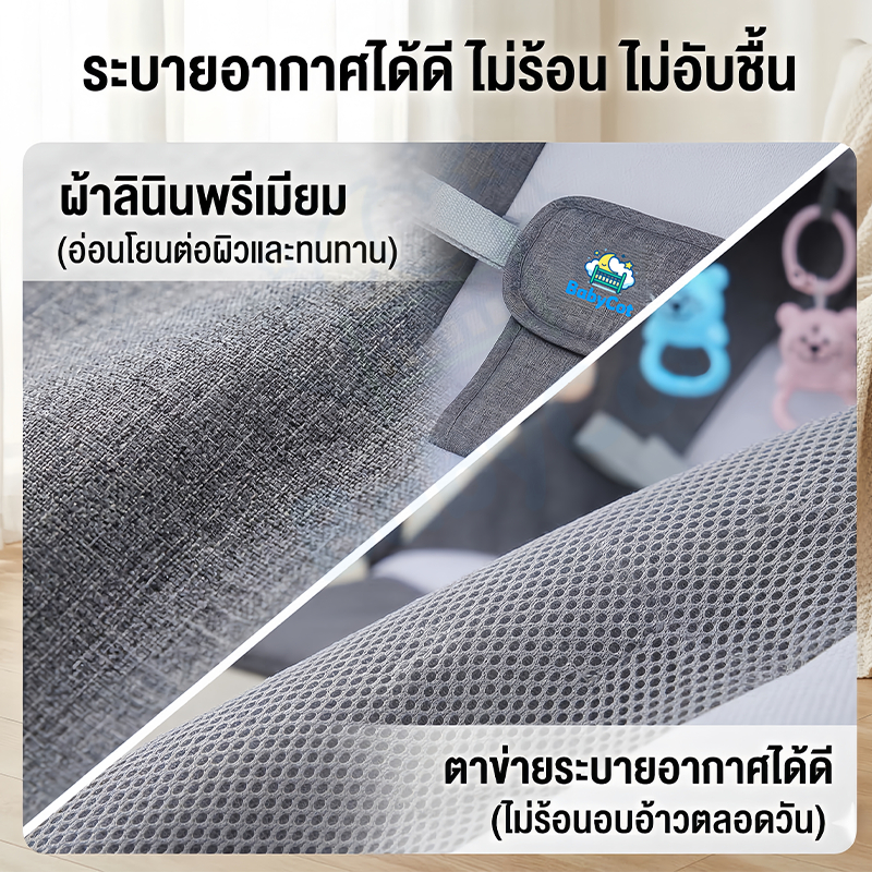 เปลโยกเด็ก เก้าอี้โยกเด็ก แรกเกิด Baby Bouncer ปรับได้3ระดับ มีล้อ ร่มเงา 0-36 เดือน พับได้ รูปที่ 4