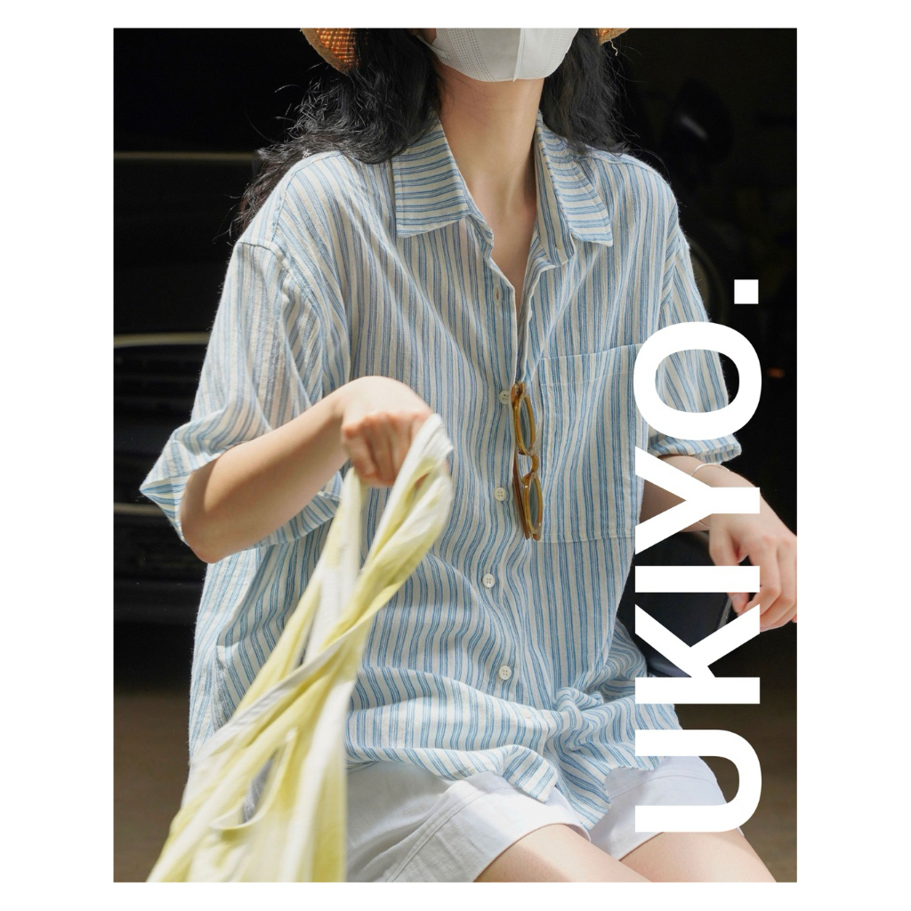 Bichi Shirt เสื้อเชิ้ตแขนสั้นลายทาง Minimal summer style
