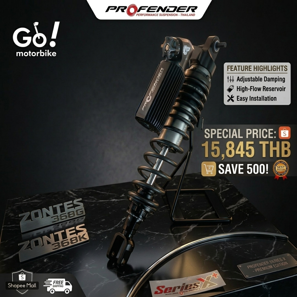 โช๊คหลัง Profender สำหรับ Zontes 368G และ Zontes 368K ปรับได้ สินค้าแท้ จากศูนย์ Go! motorbike Zonte