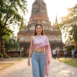 สไบใส่คู่ยีนส์ ห่มสไบใส่ยีนส์ (สไบอย่างเดียว)