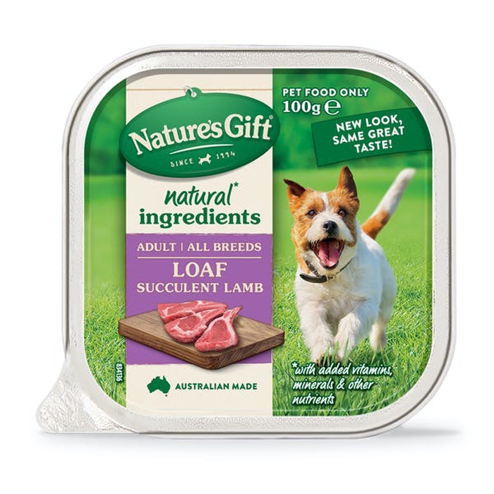 Nature's Gift Succulent Lamb (เนื้อแกะออสเตรเลีย สำหรับสุนัข) 100 g. อาหารสุนัข 9 ถาด