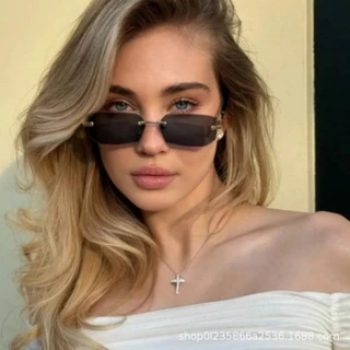 แว่นกันแดดแฟชั่น UV400 รุ่น Nova Rimless ดีไซน์ไร้กรอบ Vintage Modern แว่นกันแดดทรงสี่เหลี่ยม แฟนชั่นสไตล์เกาหลีสุดฮิต