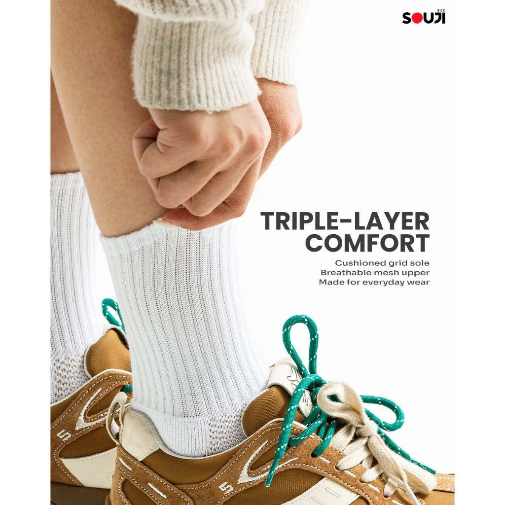 🔥PACK 4 FREE 1🔥ถุงเท้าข้อยาว SOUJI SOCK ถุงเท้าครึ่งแข้ง Triple Layers หนานุ่มx2 แพ็คสุดคุ้ม⚡ส่งไว thumbnail 7
