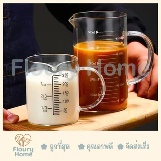 Floury Home ☁️สินค้าจากกทม.☁️ ถ้วยตวง ถ้วยตวงแก้วสเกลสีขาว/สีดำ มี 4 ขนาด 250 / 350 / 500 / 1000 ml