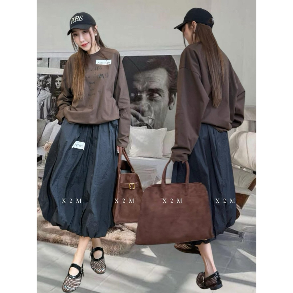 กระโปรงบอลลูนสีดำ งานนำเข้าจากx2m market freesize มือ2