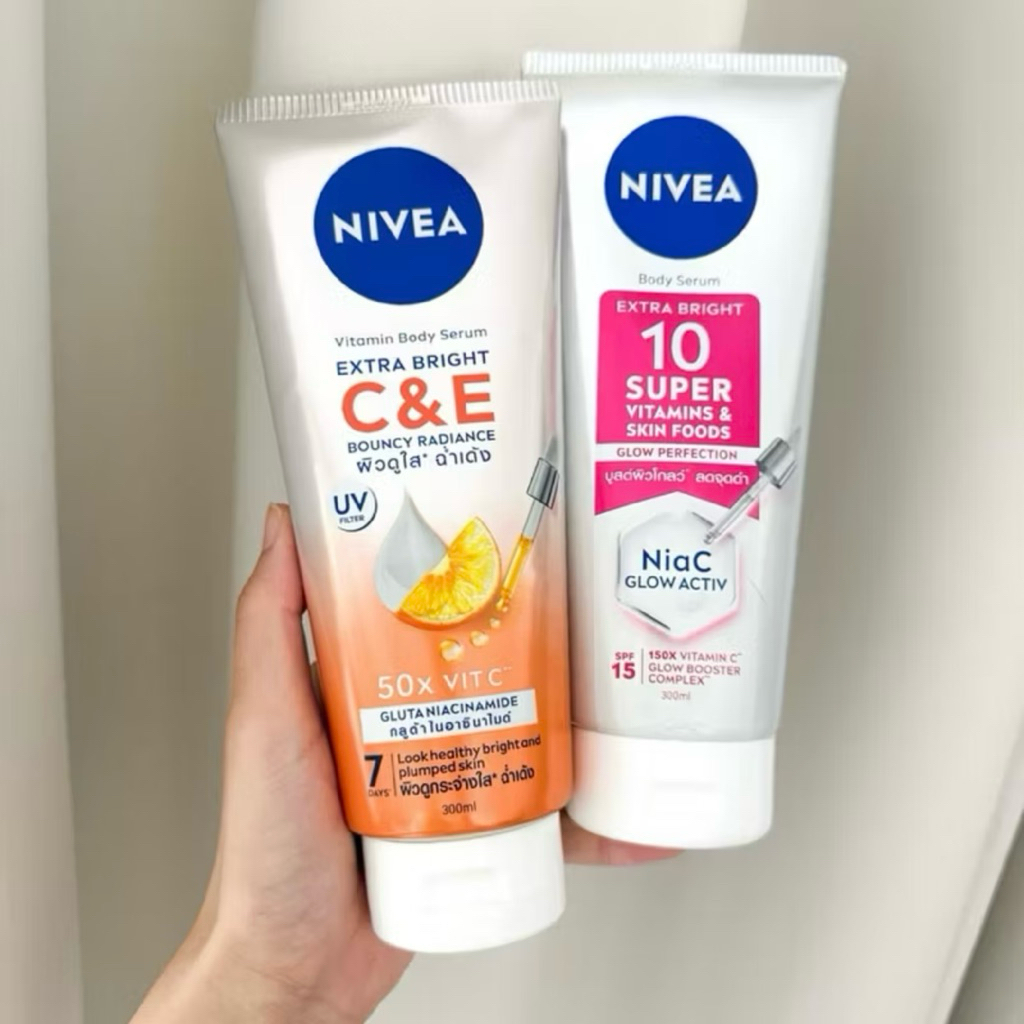 นีเวีย ครีมทาผิว 💥ราคาต่อ1 หลอด บอดี้ เซรั่ม เอ็กซ์ตร้า ไบรท์ 10 ซูเปอร์ 300ml