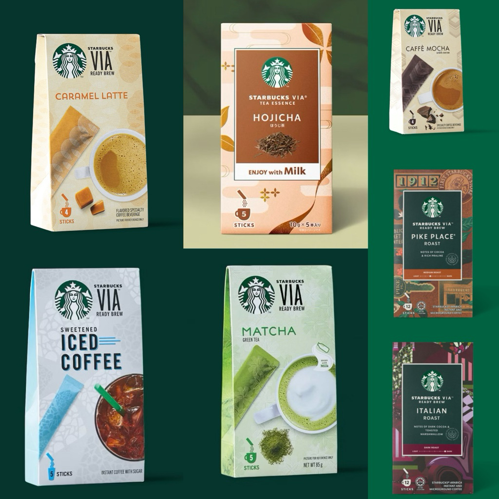 Starbucks VIA  Hojicha / Matcha / Iced Coffee / Caramel latte