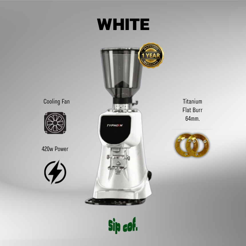 (WHITE) TYPHOON S70 V.4 เครื่องบดกาแฟอัตโนมัติ On Demand เหมาะร้านกาแฟ รับประกัน 1 ปี