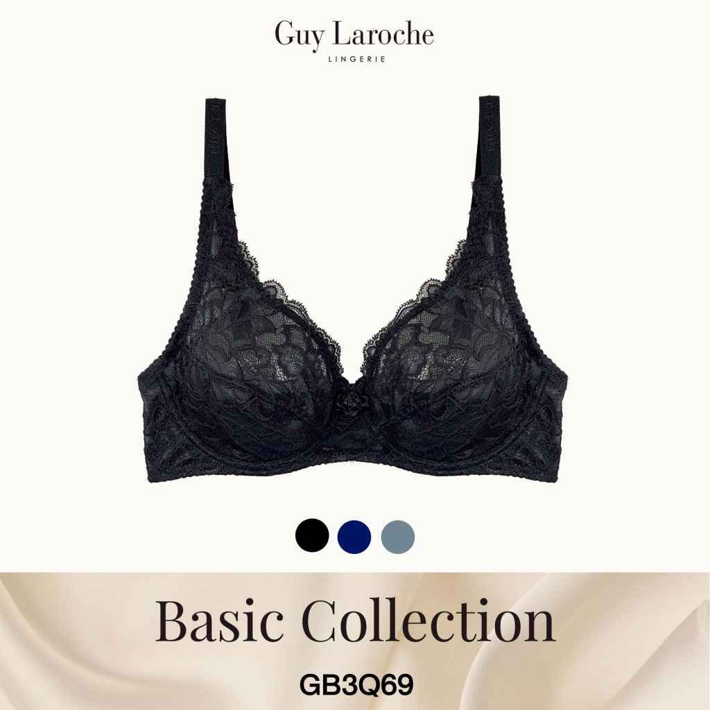 Guy Laroche Lingerie กีลาโรช เสื้อในลูกไม้ ซีทรู ไม่เสริมฟองน้ำ See Through Lace Bra GB3Q69