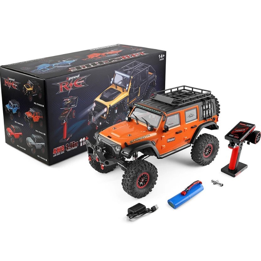 (สินค้าในไทย) รถบังคับ wltoys 104010 สีส้ม ไม่มีวินซ์ ชุดพร้อมเล่น ขนาด 1/10