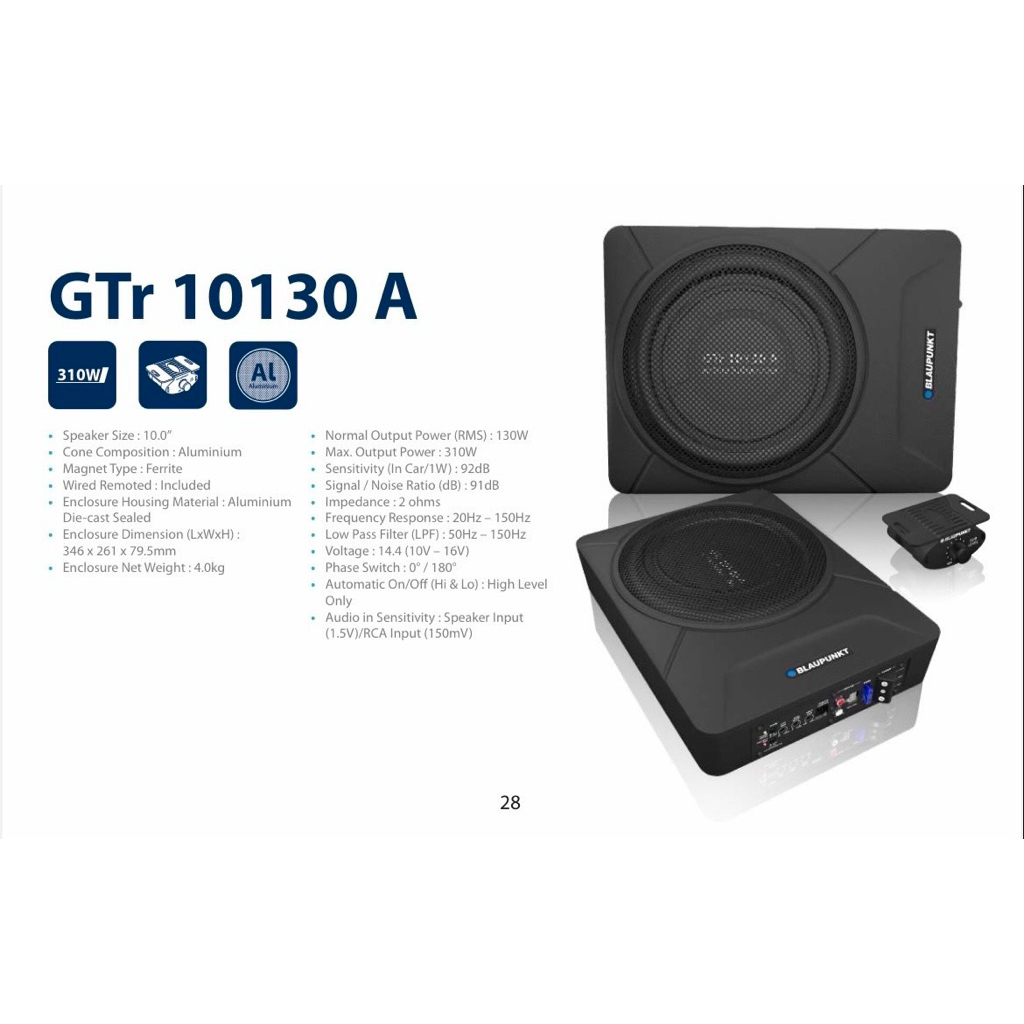 4879บาท Subbox ยี่ห้อ Blaupunkt รุ่น GTR10130A ลำโพงเบสติดรถยนต์