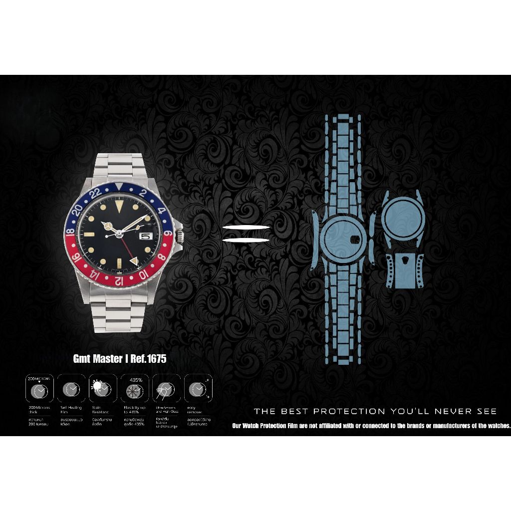 1675 Pepsi Film Oysterฟิล์มป้องกันรอยนาฬิกา Watch Protection Film for สำหรับ Rolex Gmt Master I Ref.