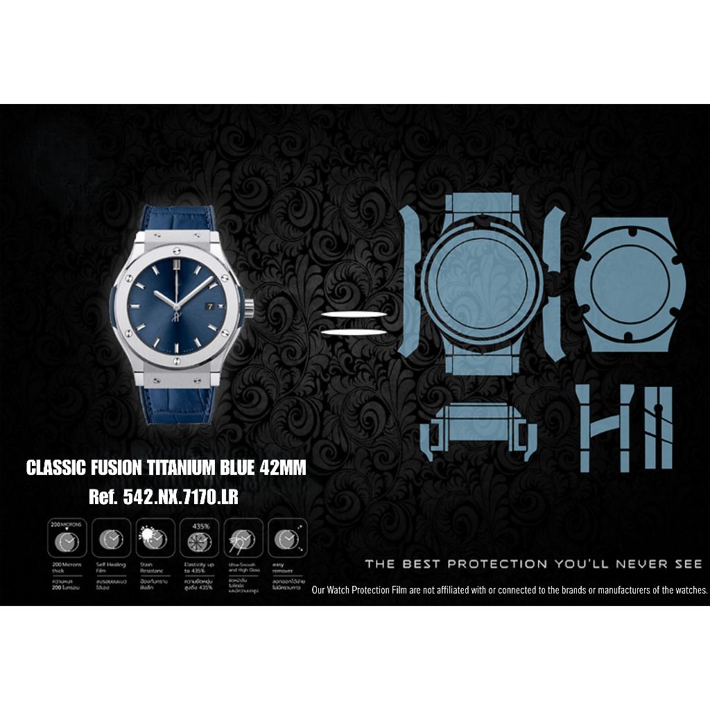ฟิล์มป้องกันรอยนาฬิกา Watch Protection Film for HUBLOT CLASSIC FUSION TITANIUM BLUE 42MM Ref. 542.NX