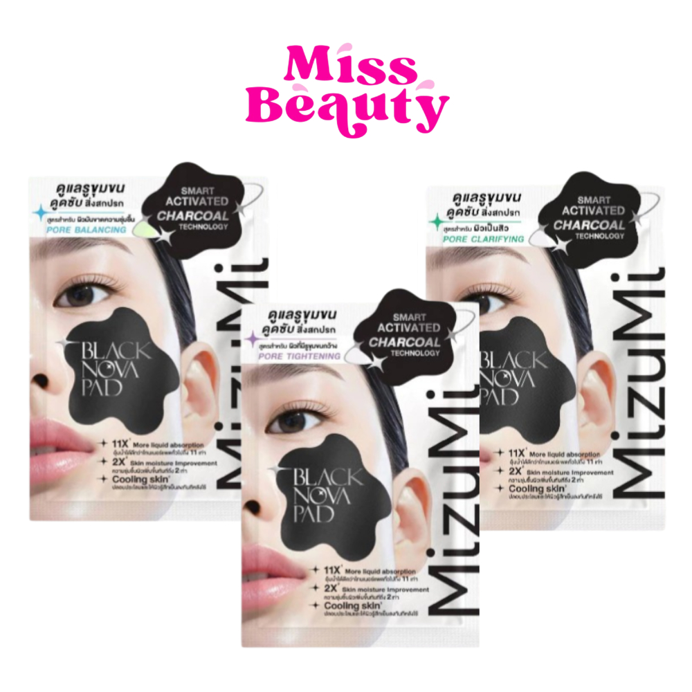 (ซอง) Mizumi Black Nova Pad Pore 4 sheets มิซึมิ แบล็ก โนวา แพด พอร์ 4 แผ่น (10 กรัม)