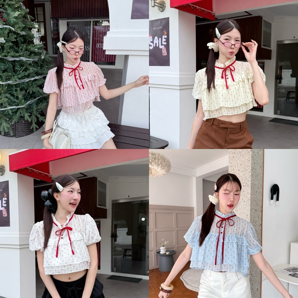 Prod เสื้อแขนพองแต่งระบาย 2 ชั้น