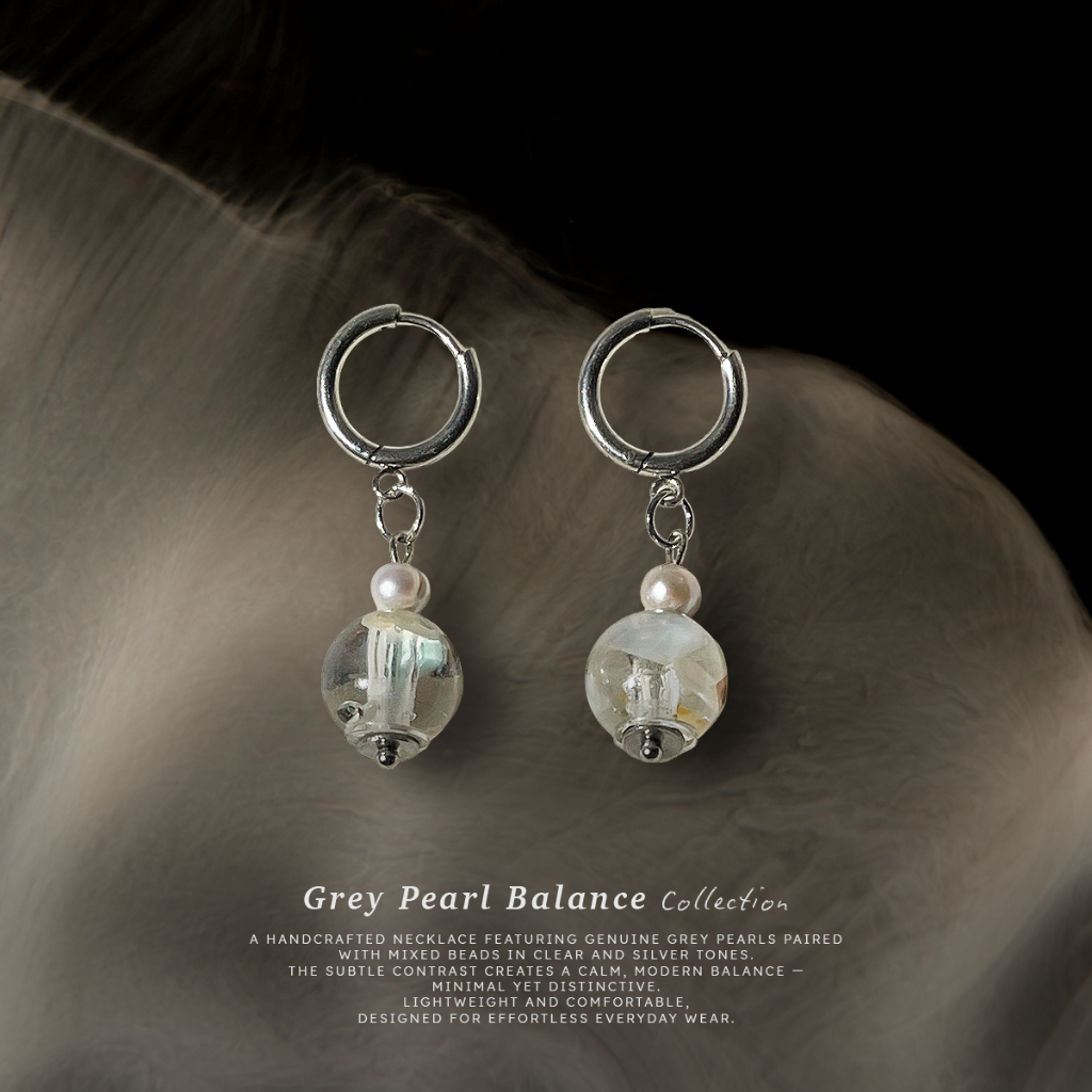moraa-EARRING(grey pearl balance collection)