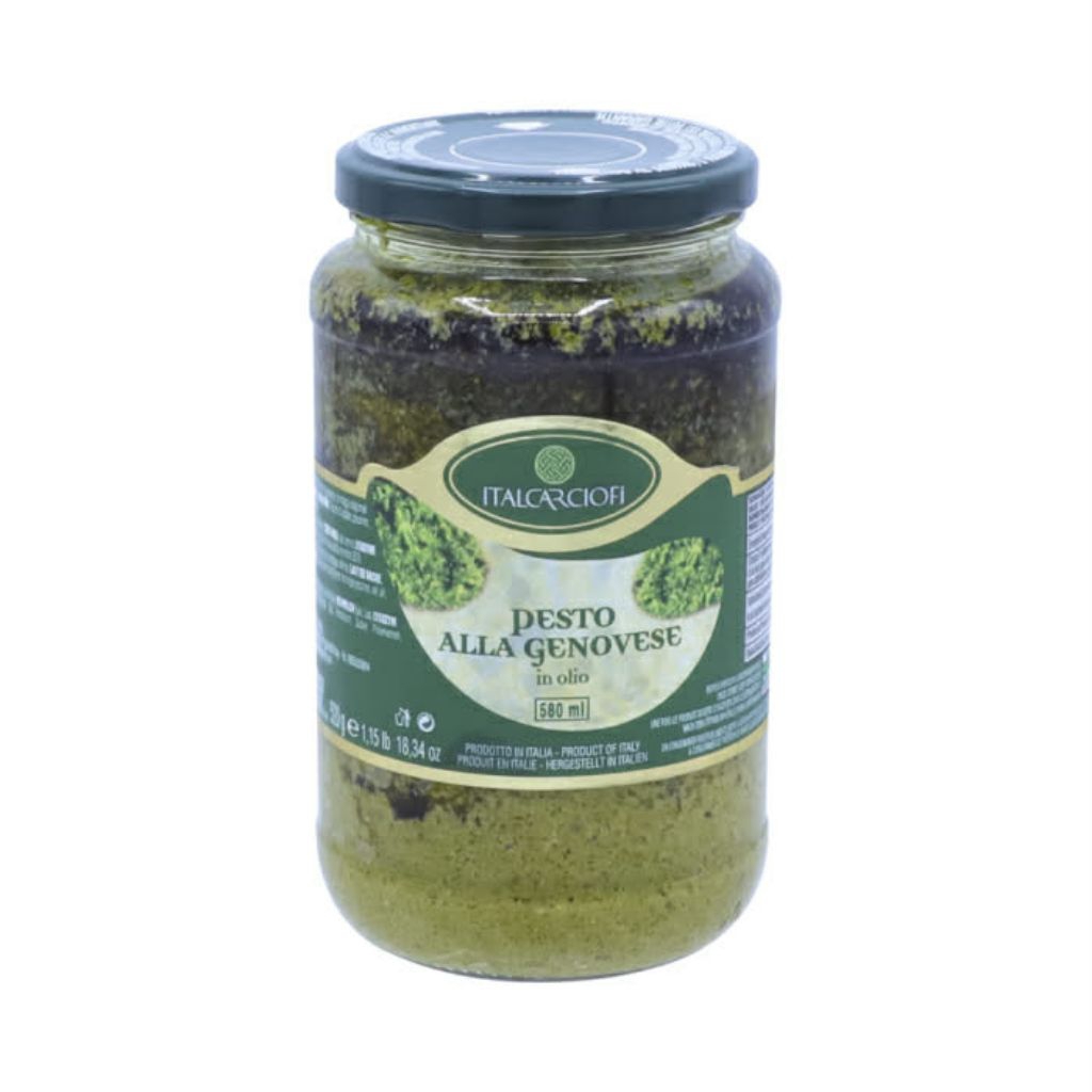ซอสเพสโตหรือซอสเบซิล ขวดแก้วขนาด 580กรัม. ITALCARCIOFI" BASIL SAUCE (PESTO SAUCE) 580ml.