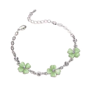 L378 สร้อยข้อมือใบโคลเวอร์ 3 ดอก สัญลักษณ์แห่งความโชคดี พร้อมส่งจากไทย