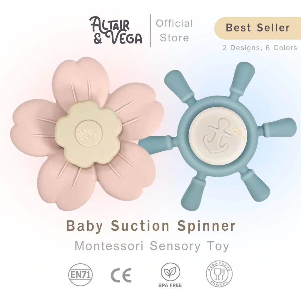 Altair & Vega : Suction Spinner Toy สปินเนอร์ ของเล่นเด็ก Montessori Toy ซิลิโคน Food Grade ติดโต๊ะ/กระจก เสริมพัฒนาการ