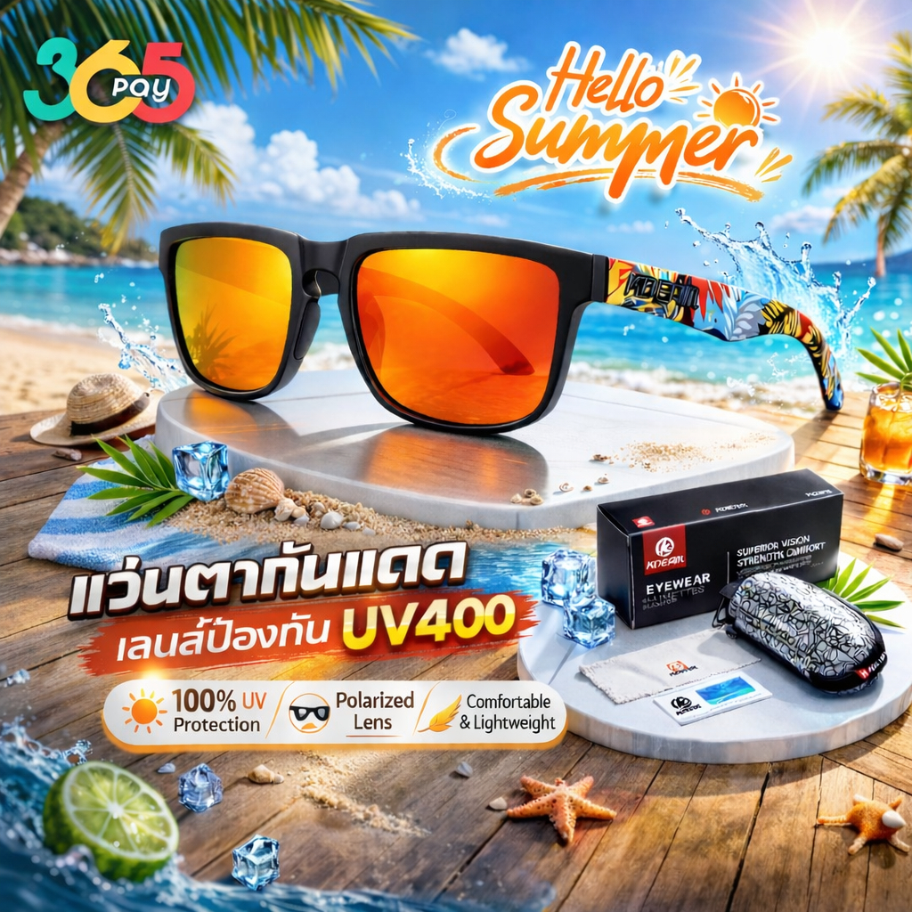 KDEAM แว่นกันแดด เลนส์ Polarized แว่นตากันแดดผู้ชาย/ผู้หญิง ของแท้ 100%