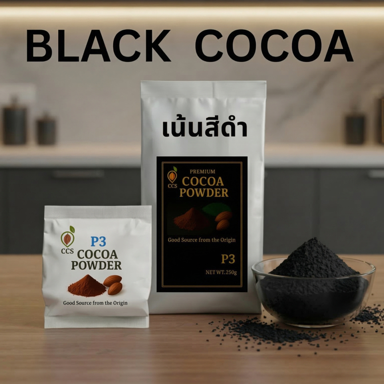 ผงโกโก้แท้100% CCS P3(รุ่นพรีเมี่ยม)ขนาด75&250กรัม Black Cocoa Powder100% CCS P3(Premium)size75&250g