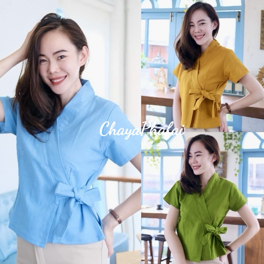 เสื้อผ้าฝ้ายผูกข้าง รุ่นโบว์ใหญ่