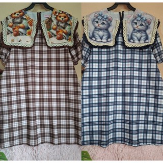 ชุดคลุมท้องคอปกใหญ่สาวอวบอก34-44ไซส์ใหญ่ใส่ได้ยันคลอดมีกระเป…