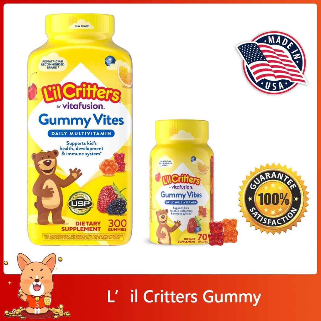 (Exp.02/2027)L’il Critters Gummy Vites Daily Multivitamin 300 GUMMIES วิตามินรวมเด็ก 300 เยลลี่ รสผล