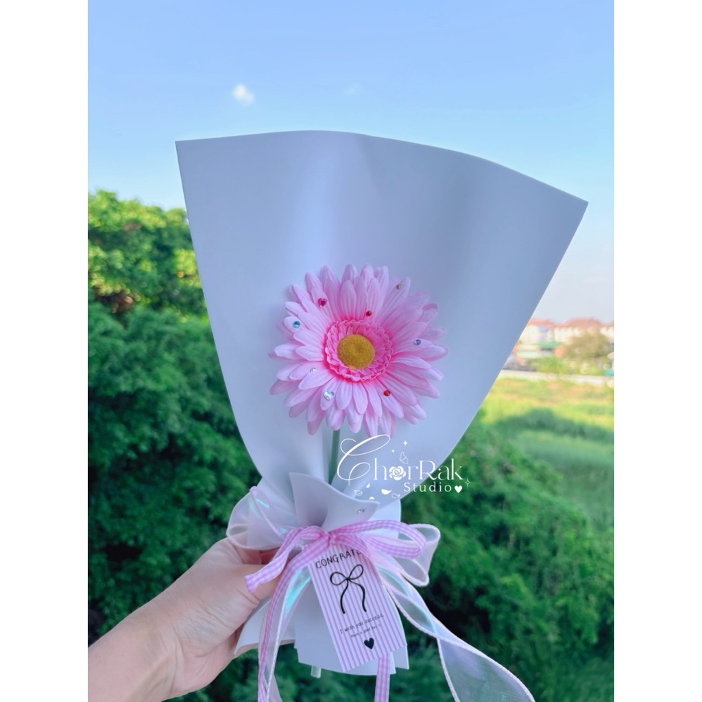 𝘔𝘪𝘯𝘪 𝘎𝘦𝘳𝘣𝘦𝘳𝘢 🌸🤏🏻 ช่อเยอบีร่าติดเพชร🤍💐 ของขวัญวันปัจฉิม ของขวัญวันเกิดแฟน ดอกไม้ปัจฉิม