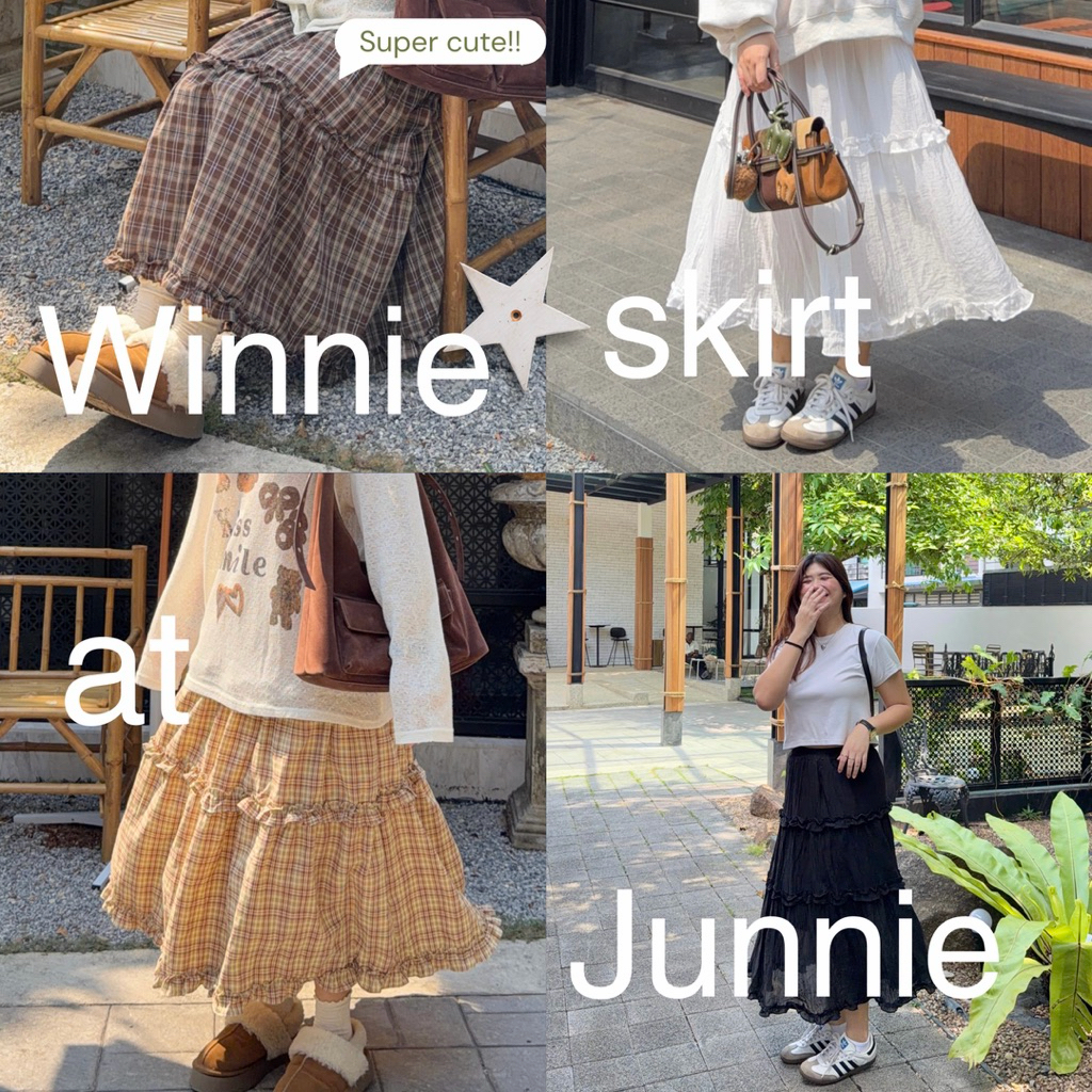 Winnie skirt : กระโปรงยาวแต่งระบาย 3 ชั้น
