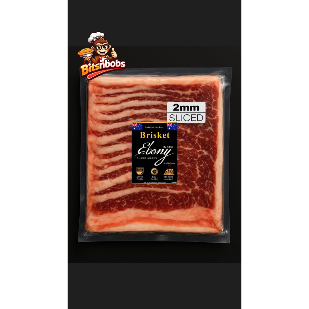 Kilcoy Black Angus Mbsc 4-5 Brisket 2mm Slices 200g