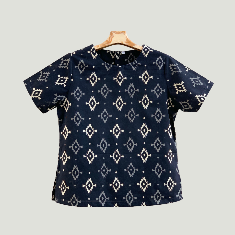 ✳️เสื้อผ้าฝ้ายอินเดียแฮนด์บล็อก คอกลมแขนสั้นกระดุมหลัง ทรงสวยใส่สบาย ไม่กลัวร้อน ง่ายๆสไตล์คุณ