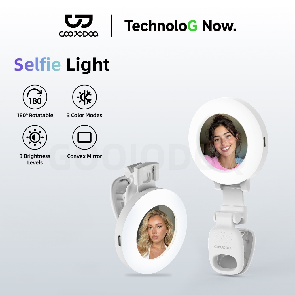 GOOJODOQ Mobile Selfie Fill Light Stable ClipType-C Charging Comes with a Small Mirror 3Color Modes