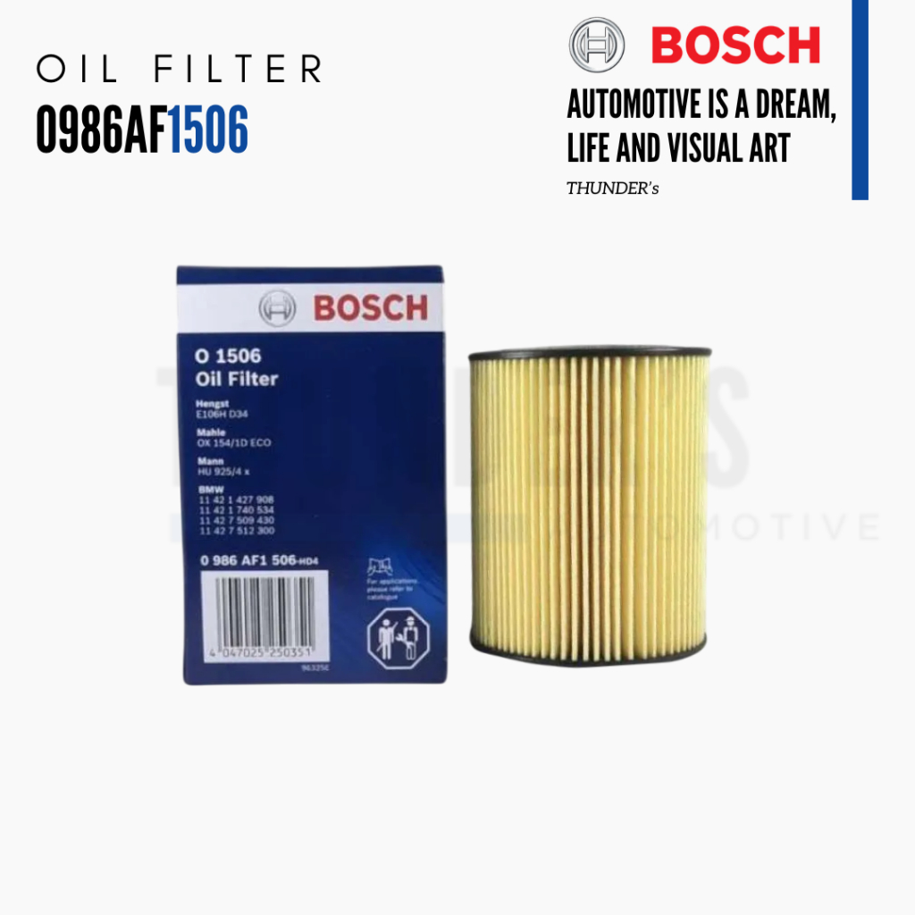 BOSCH กรองน้ำมันเครื่อง WIESMANN MF3 Roadster 2.8 / 3.0 0986AF1506