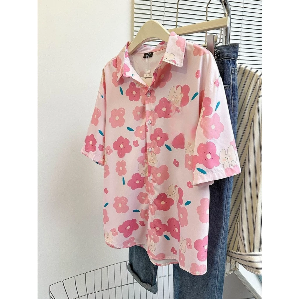 berylstore เสื้อลายดอกสงกราน แขนสั้น คอวี สไตล์ฮาวาย thumbnail 3