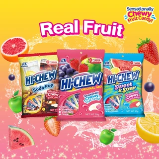 โมรินากะ HI-CHEW ไฮ-ชิว ลูกอม เคี้ยวหนึบ รสผลไม้ รสโคล่า รสโยเกิร์ต แพ็ค 6 ถุง (ถุงละ 80-90 กรัม)