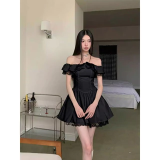 S-4XL【EVIOVIO】 เดรสลูกไม้ระบาย เปิดไหล่ พรางต้นแขน สไตล์เกาหลี สาวอวบ เสื้อผ้าผู้หญิง ชุดใส่ไปทำงาน พร้อมส่งในไทย✨