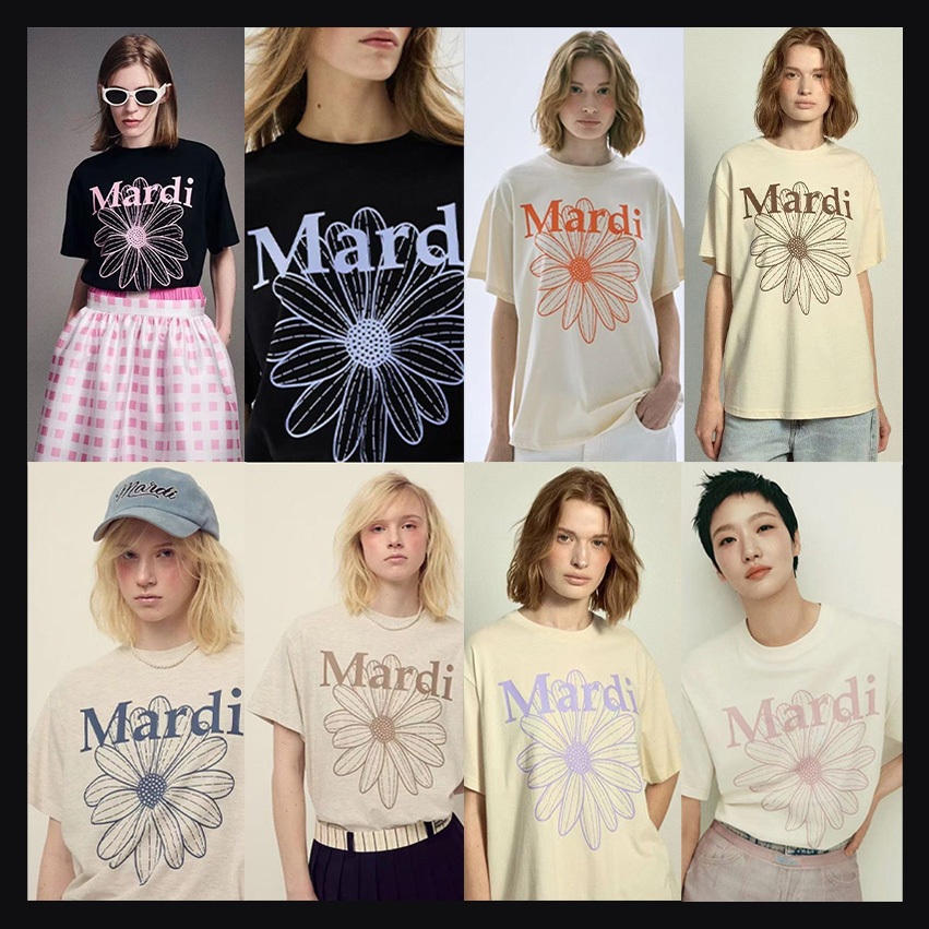 พร้อมส่ง Mardi Mercredi Tshirt ลายดอกไม้ แขนสั้น ทรงหลวม
