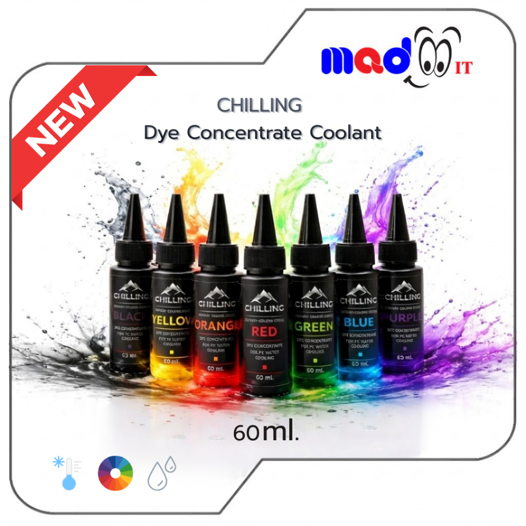 CHILLING น้ำยาผสมสีน้ำหล่อเย็น 60ml สำหรับชุดน้ำคอมพิวเตอร์ ชุดน้ำเปิด น้ำยาระบายความร้อนคอมพิวเตอร์