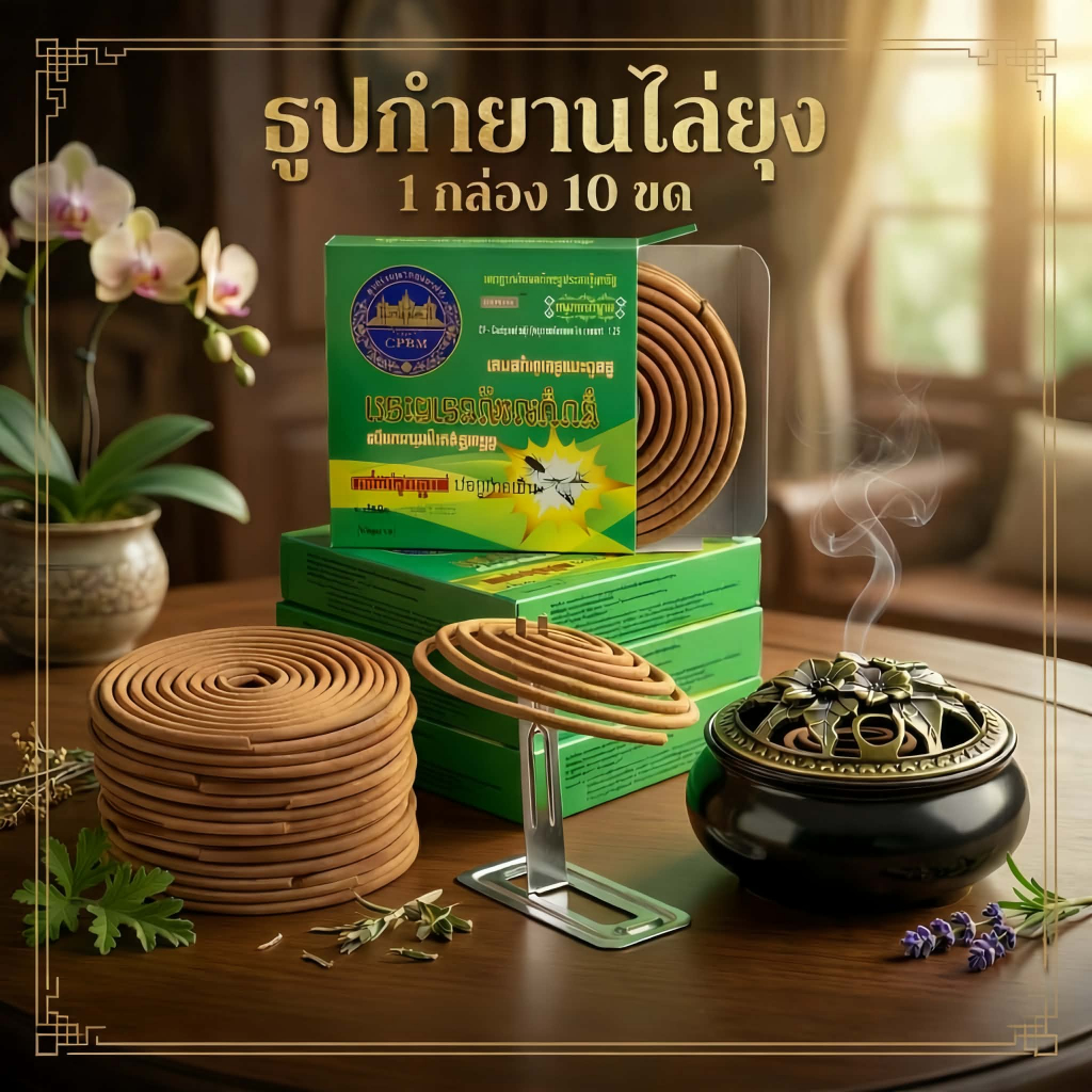 #ราคาต่อ 1 กล่อง ธูปไล่ยุง ธูปกำยานไล่ยุง กลิ่นสมุนไพรรวม (1 กล่อง 10 ขด)
