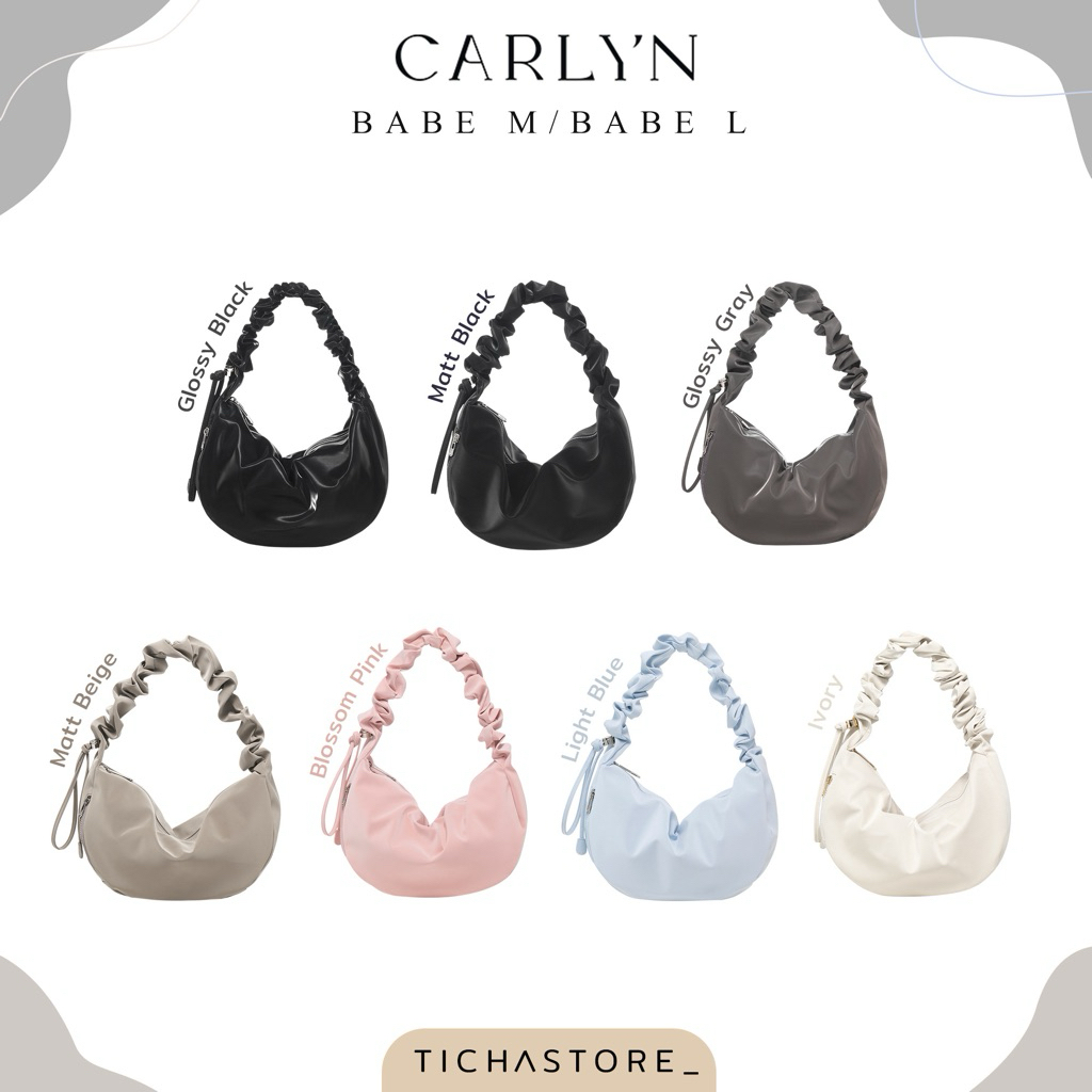 (พร้อมส่ง) กระเป๋า Carlyn รุ่น Babe M สี Gray/Ivory/Glossy Black/Blossom Pink/Beige/Light Blue