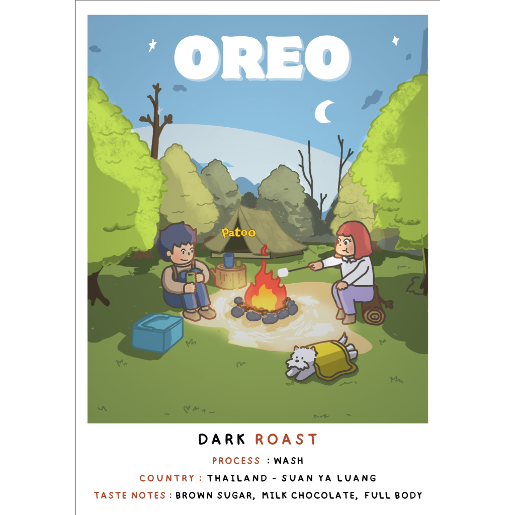 Patoo Coffee เมล็ดกาแฟคั่วเข้ม Oreo Serise | Suan Ya Luang - Th