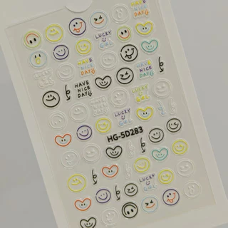 สติกเกอร์ติดเล็บ5D ลายหน้ายิ้มสีสันสดใส มีความน่ารักไม่ซ้ำแบบใคร สินค้าพร้อมส่ง