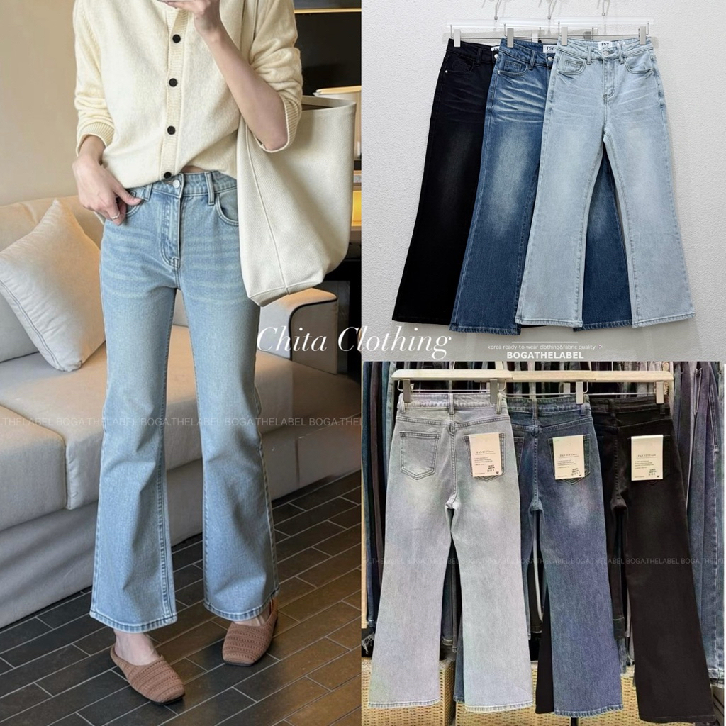 11003🇰🇷FSY🇰🇷 Downtown bootcut jeans Everyday Jeans กางเกงทรงกึ่งขาม้า