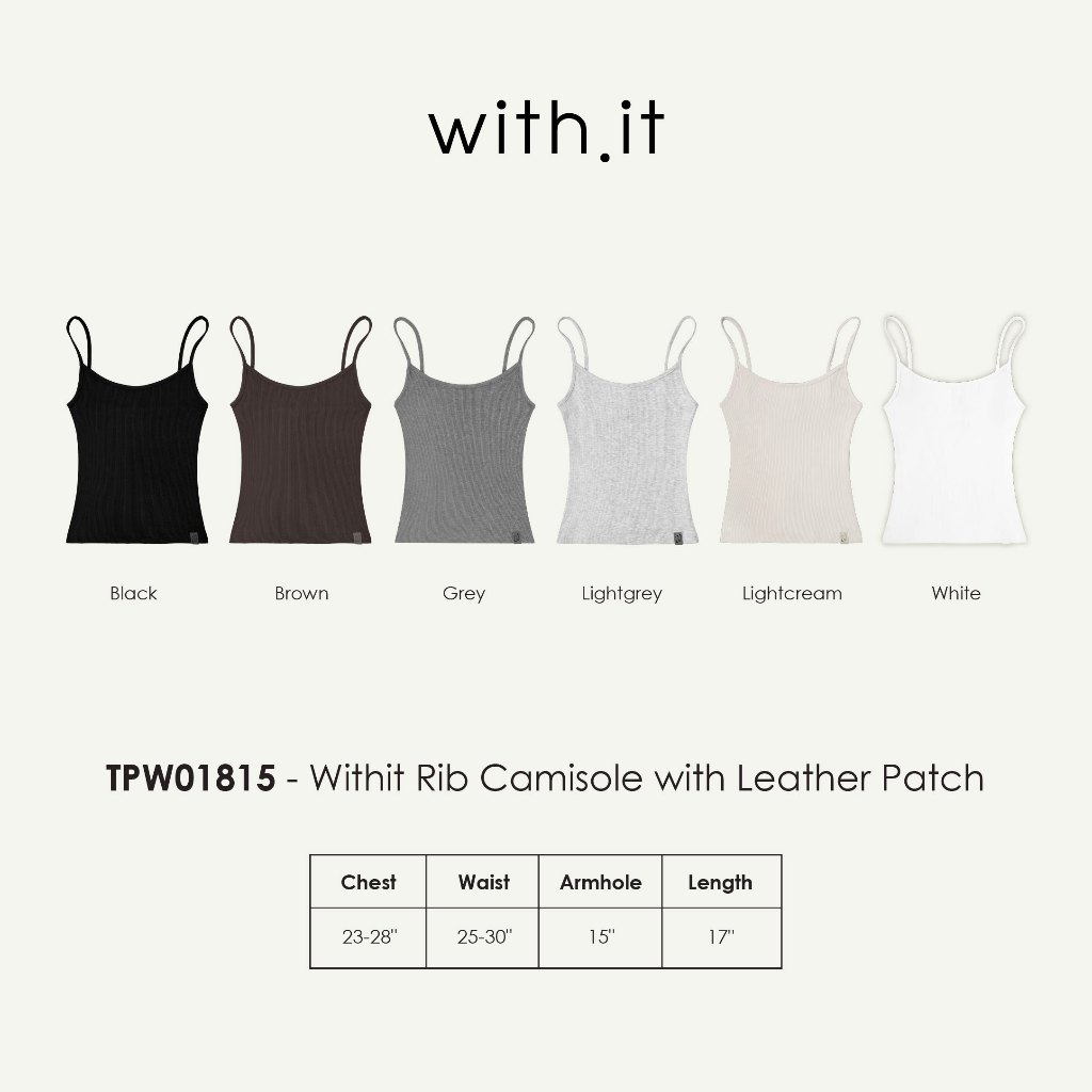 Withit Rib Camisole with Leather Patch เสื้อสายเดี่ยว- TPW01815