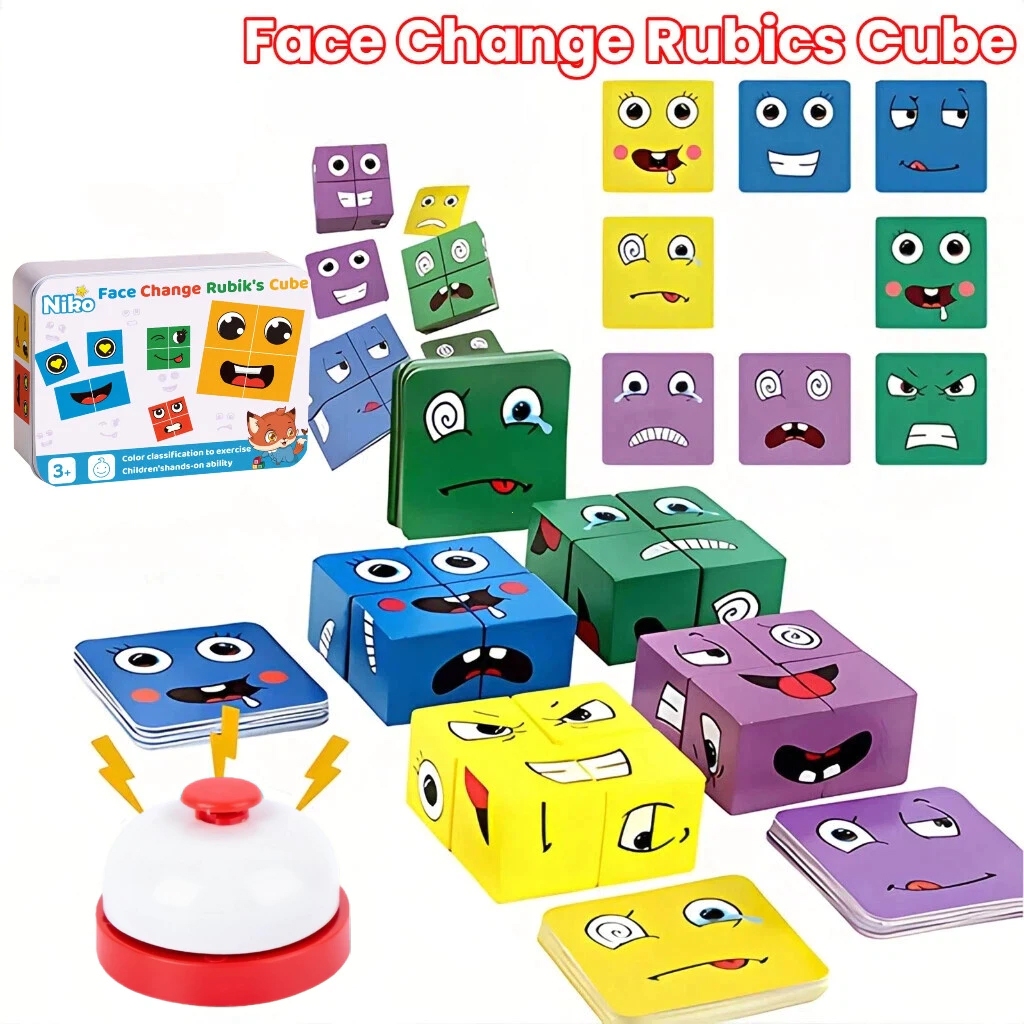 (แถมพกระดิ่ง 1 ลูก )ลูกบาศก์ของรูบิคที่เปลี่ยนใบหน้า เกมสมอง ตัวต่อ เกมโต๊ะ face changing Rubik's Cube