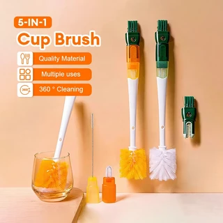 แปรงขัดทําความสะอาดแก้ว แปรงล้างขวด แปรง 5 in 1 ล้างแก้ว อเนกประสงค์ สามารถถอดออกได้ ด้ามจับถนัดมือ ทำความสะอาด