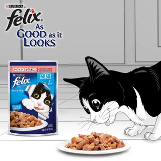 [12ซอง] FELIX อาหารเปียกแมว สำหรับแมวทุกวัย คละรสได้ เฟลิกซ์ 85 กรัม ของแท้ 100%