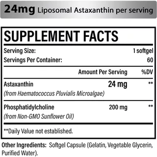 แอสต้าเข้มข้น 24mg Liposomal Antioxidant สูตรดูดซึมดี 60 Softgels (No.765)